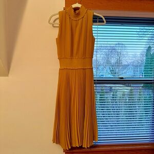 Elegant Mustard Pleated Dress